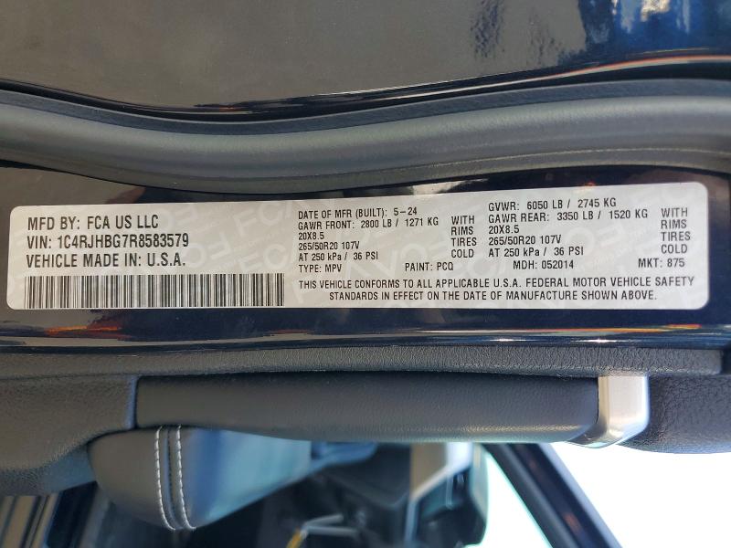66075756 :رقم المزاد ، 1C4RJHBG7R8583579 vin ، 2024 Jeep Grand Cherokee مزاد بيع