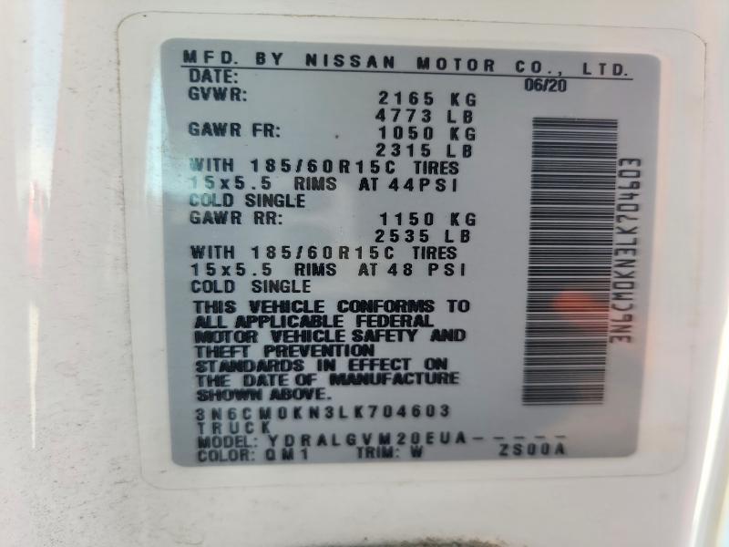 Aukcja sprzedaży 2020 Nissan Nv200, vin: 3N6CM0KN3LK704603, numer aukcji: 65337546