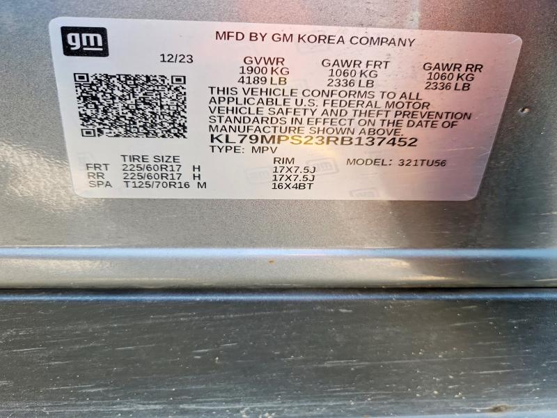 Aukcja sprzedaży 2024 Chevrolet Trailblazer, vin: KL79MPS23RB137452, numer aukcji: 66053436