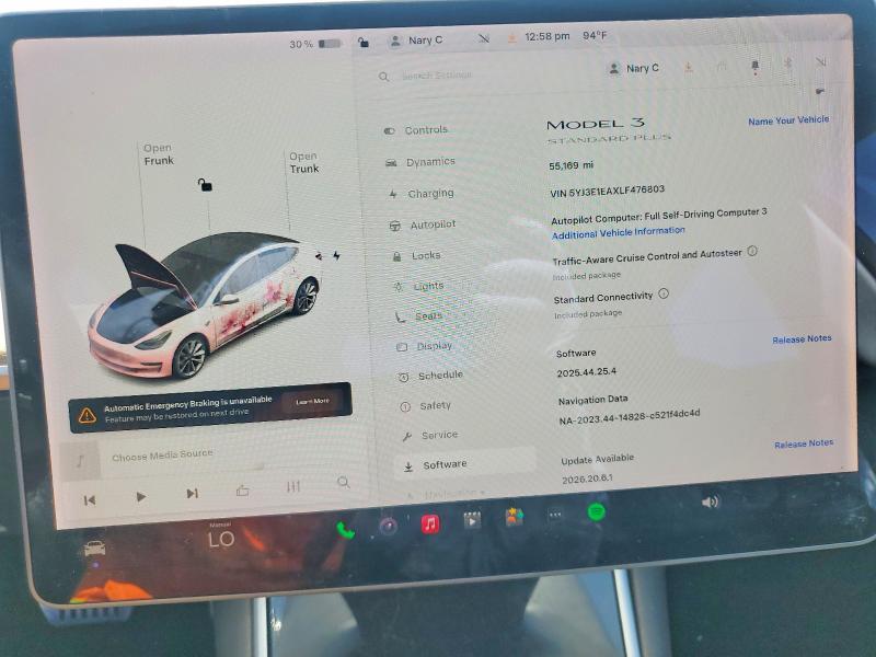 Aukcja sprzedaży 2020 Tesla Model 3, vin: 5YJ3E1EAXLF476803, numer aukcji: 65824836