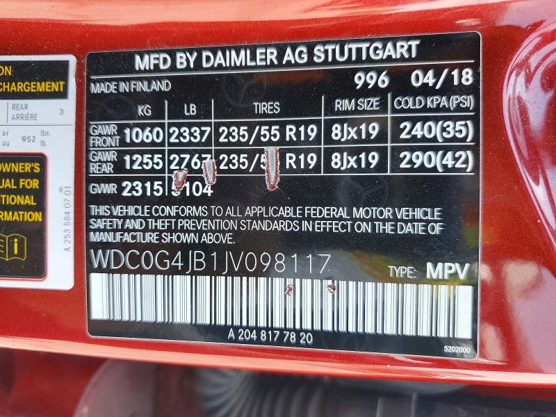 Продажа на аукционе авто 2018 Mercedes-benz Glc, vin: WDC0G4JB1JV098117, номер лота: 67153216