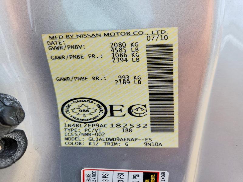 Продажа на аукционе авто 2010 Nissan Altima, vin: 1N4BL2EP9AC182532, номер лота: 65310296