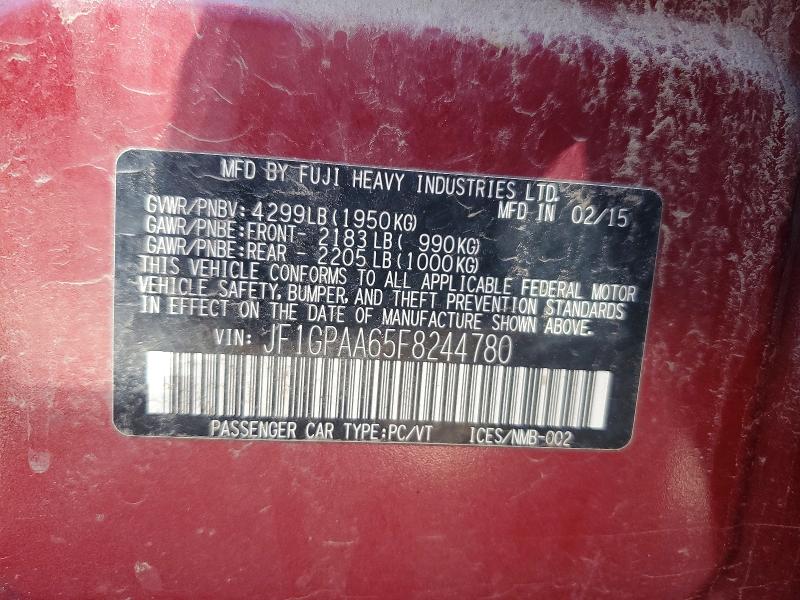 Продажа на аукционе авто 2015 Subaru Impreza, vin: JF1GPAA65F8244780, номер лота: 63482076