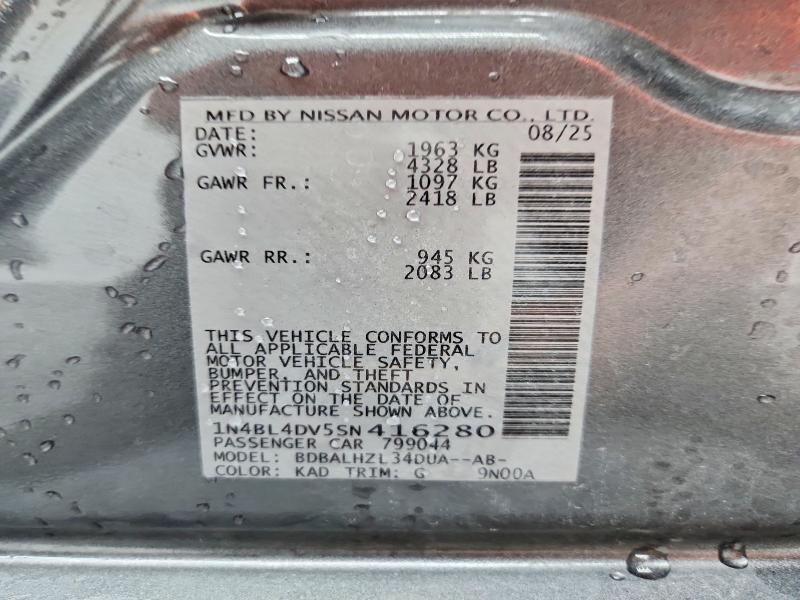2025 Nissan Altima მანქანა იყიდება აუქციონზე, vin: 1N4BL4DV5SN416280, აუქციონის ნომერი: 65896956