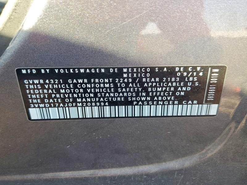 Продажа на аукционе авто 2015 Volkswagen Jetta, vin: 3VWD17AJ0FM208994, номер лота: 66986676