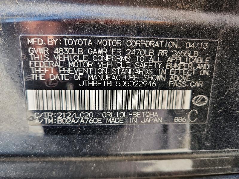 Aukcja sprzedaży 2013 Lexus Gs, vin: JTHBE1BL5D5022946, numer aukcji: 63316726