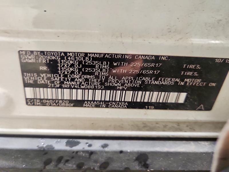 Продажа на аукционе авто 2020 Toyota Rav4, vin: 2T3F1RFV4LW088193, номер лота: 63391516