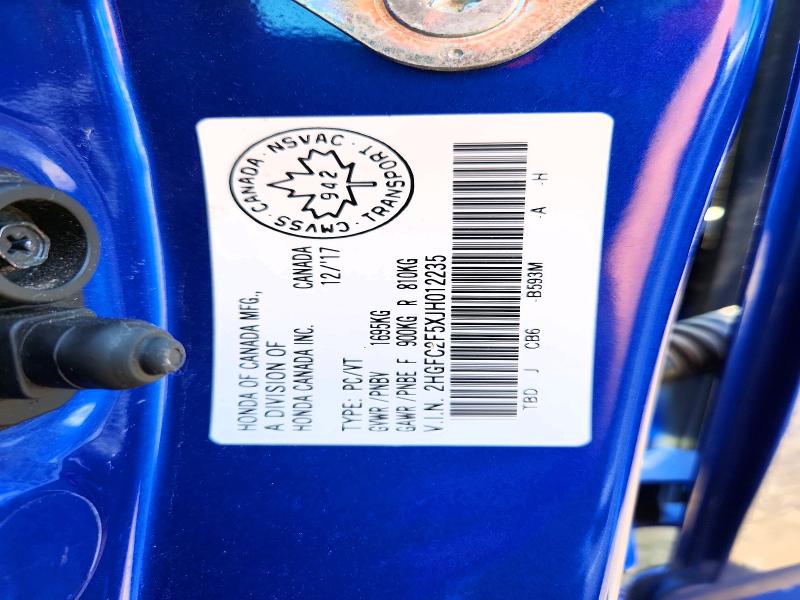 65084916 :رقم المزاد ، 2HGFC2F5XJH012235 vin ، 2018 Honda Civic مزاد بيع