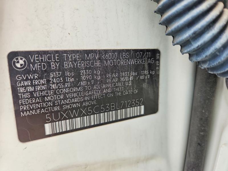 Продаж на аукціоні авто 2011 Bmw X3, vin: 5UXWX5C53BL712352, номер лоту: 64080736