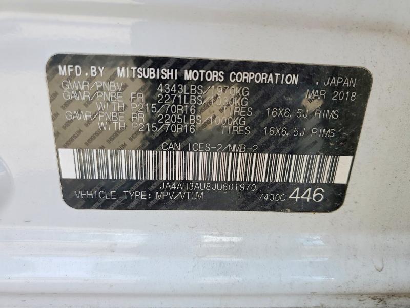 2018 Mitsubishi Rvr მანქანა იყიდება აუქციონზე, vin: JA4AH3AU8JU601970, აუქციონის ნომერი: 65394566