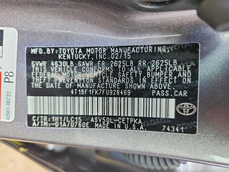 Продажа на аукционе авто 2015 Toyota Camry, vin: 4T1BF1FK7FU928469, номер лота: 60063286
