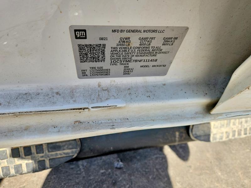 Aukcja sprzedaży 2022 Chevrolet Silverado, vin: 1GC5YME78NF111458, numer aukcji: 65633566