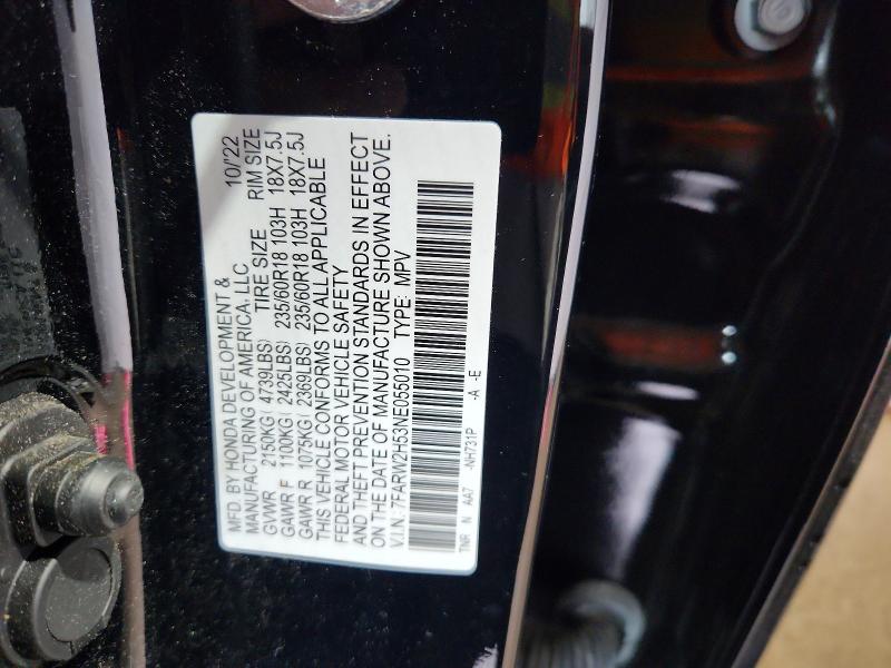 2022 Honda Cr-v მანქანა იყიდება აუქციონზე, vin: 7FARW2H53NE055010, აუქციონის ნომერი: 63582586