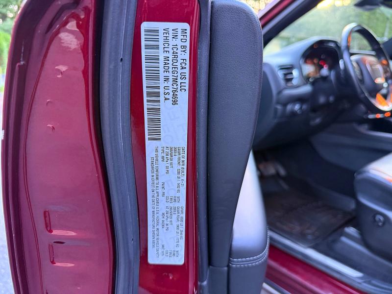 Aukcja sprzedaży 2021 Dodge Durango, vin: 1C4RDJEG7MC764696, numer aukcji: 67409606