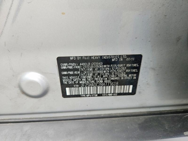 64572636 :رقم المزاد ، JF2SHADC2BH773618 vin ، 2011 Subaru Forester مزاد بيع
