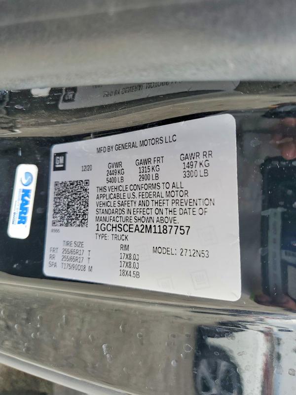 66943836 :رقم المزاد ، 1GCHSCEA2M1187757 vin ، 2021 Chevrolet Colorado مزاد بيع