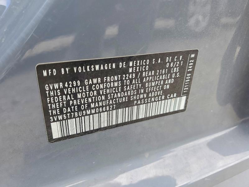 2021 Volkswagen Jetta მანქანა იყიდება აუქციონზე, vin: 3VW5T7BU9MM066827, აუქციონის ნომერი: 65694766