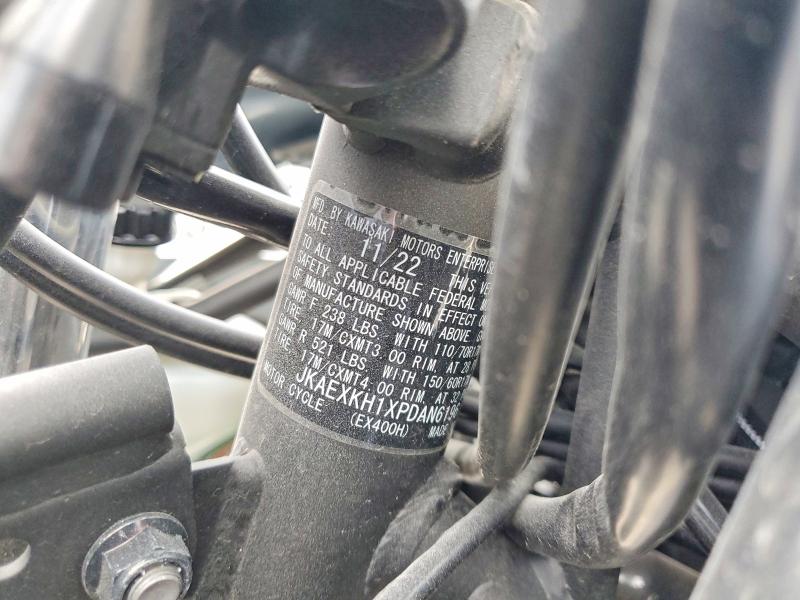 64308256 :رقم المزاد ، JKAEXKH1XPDAN6196 vin ، 2023 Kawasaki Ex400 مزاد بيع