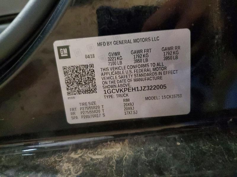 63884146 :رقم المزاد ، 1GCVKPEH1JZ322005 vin ، 2018 Chevrolet Silverado مزاد بيع