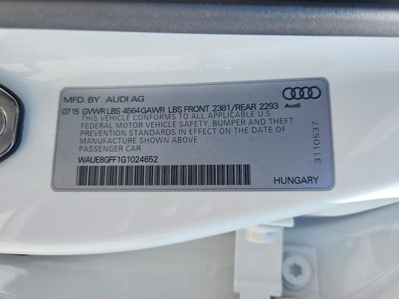 Aukcja sprzedaży 2016 Audi A3, vin: WAUE8GFF1G1024652, numer aukcji: 63260656