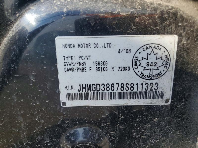 Aukcja sprzedaży 2008 Honda Fit, vin: JHMGD38678S811323, numer aukcji: 64779426