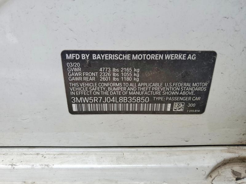 Продажа на аукционе авто 2020 Bmw 330xi, vin: 3MW5R7J04L8B35850, номер лота: 64037846