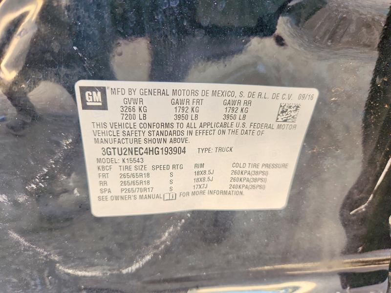 2017 Gmc Sierra მანქანა იყიდება აუქციონზე, vin: 3GTU2NEC4HG193904, აუქციონის ნომერი: 65320126