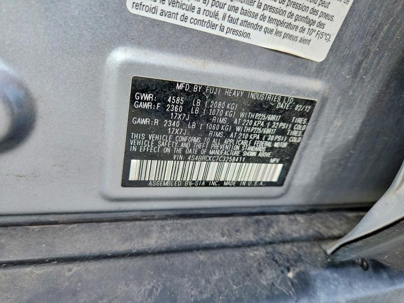 Aukcja sprzedaży 2012 Subaru Outback, vin: 4S4BRCKC7C3258411, numer aukcji: 64114676