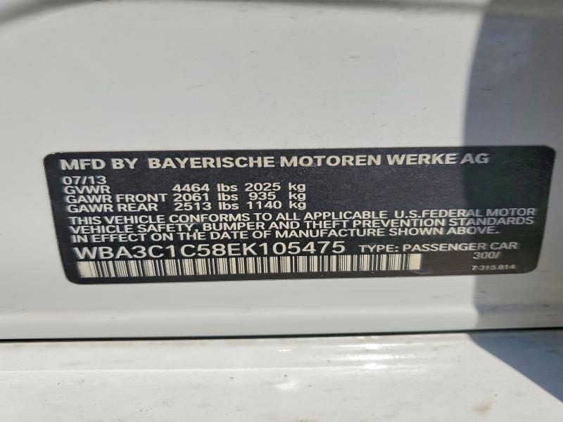 66934986 :رقم المزاد ، WBA3C1C58EK105475 vin ، 2014 Bmw 328 مزاد بيع
