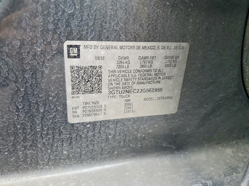 2018 Gmc Sierra მანქანა იყიდება აუქციონზე, vin: 3GTU2NEC2JG561955, აუქციონის ნომერი: 65224876
