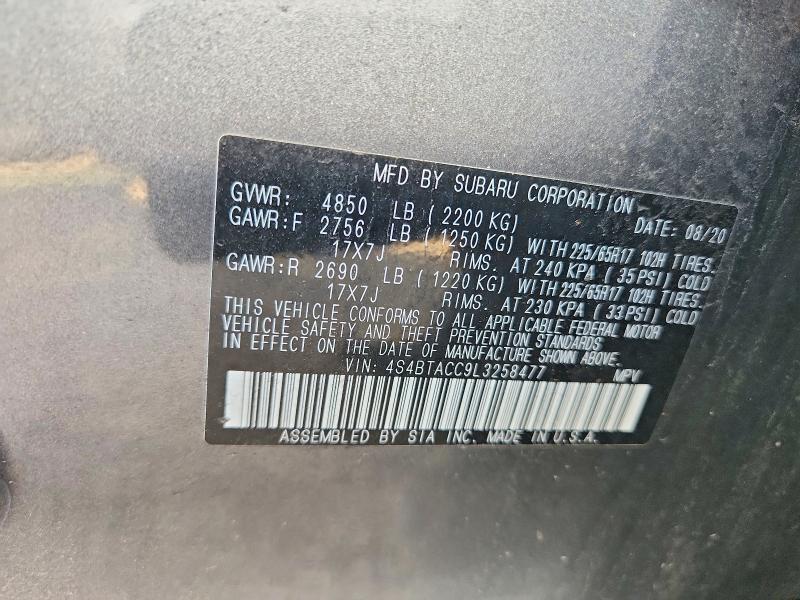 64208666 :رقم المزاد ، 4S4BTACC9L3258477 vin ، 2020 Subaru Outback مزاد بيع