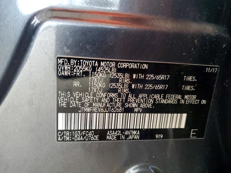 Auction sale of the 2018 Toyota Rav4, vin: JTMWFREV6JJ162681, lot number: 63252246