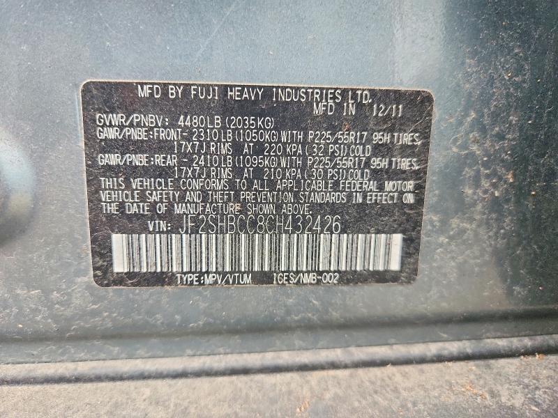 Aukcja sprzedaży 2012 Subaru Forester, vin: JF2SHBCC8CH432426, numer aukcji: 63882166