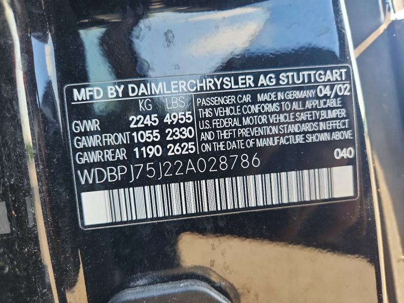 Продажа на аукционе авто 2002 Mercedes-benz Cl, vin: WDBPJ75J22A028786, номер лота: 64934726