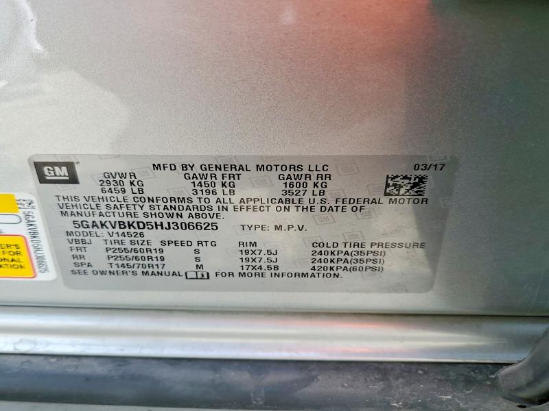 Aukcja sprzedaży 2017 Buick Enclave, vin: 5GAKVBKD5HJ306625, numer aukcji: 63662576