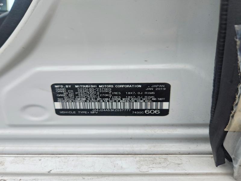 65019256 :رقم المزاد ، JA4J24A53KZ037777 vin ، 2019 Mitsubishi Outlander مزاد بيع