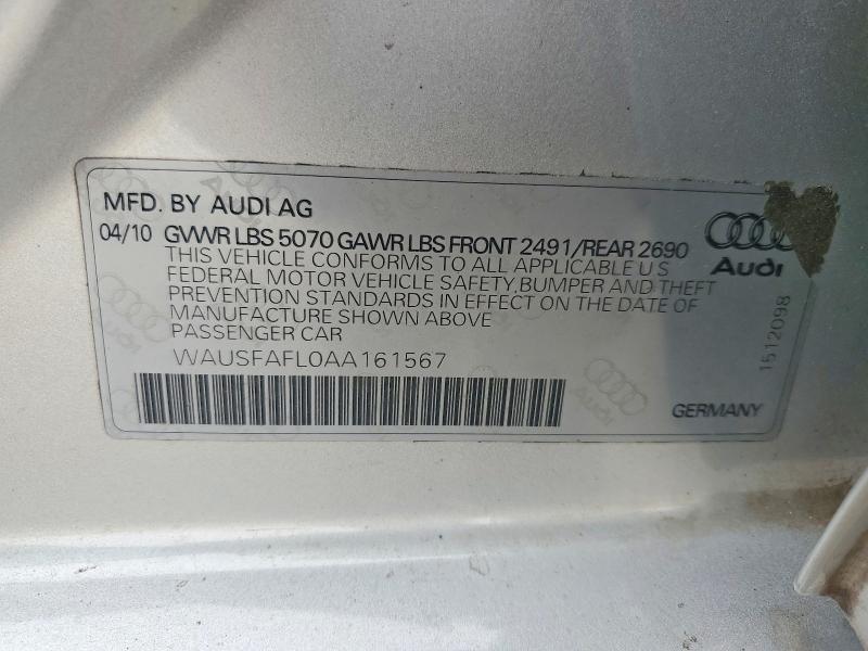 Aukcja sprzedaży 2010 Audi A4, vin: WAUSFAFL0AA161567, numer aukcji: 64413266