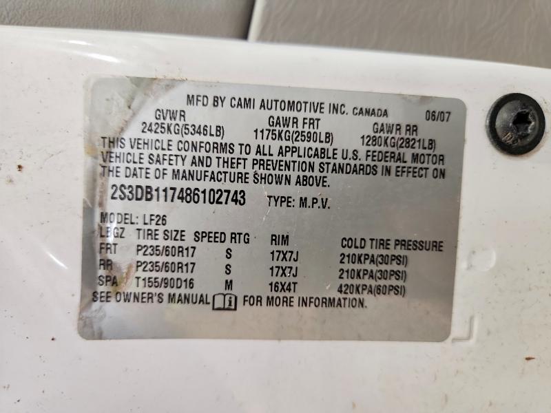 Продажа на аукционе авто 2008 Suzuki Xl7, vin: 2S3DB117486102743, номер лота: 67030116