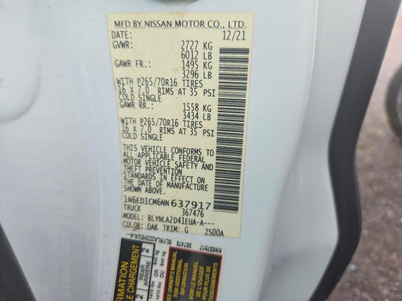 Продаж на аукціоні авто 2022 Nissan Frontier, vin: 1N6ED1CM6NN637917, номер лоту: 63448776
