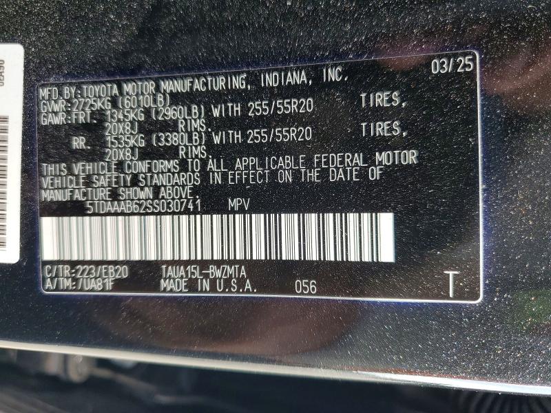 67267926 :رقم المزاد ، 5TDAAAB62SS030741 vin ، 2025 Lexus Tx 350 مزاد بيع