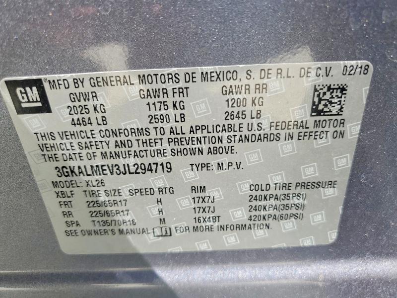 65075336 :رقم المزاد ، 3GKALMEV3JL294719 vin ، 2018 Gmc Terrain مزاد بيع