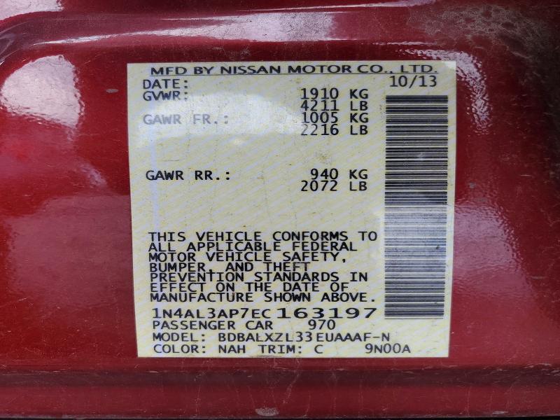 Продаж на аукціоні авто 2014 Nissan Altima, vin: 1N4AL3AP7EC163197, номер лоту: 64590756