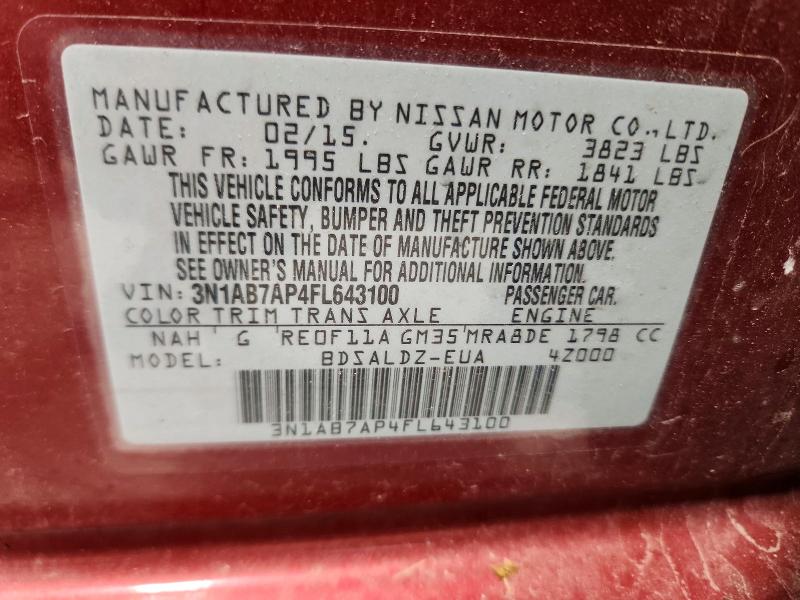 Продажа на аукционе авто 2015 Nissan Sentra, vin: 3N1AB7AP4FL643100, номер лота: 63916876