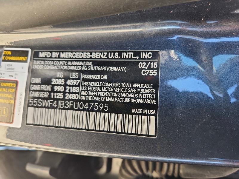 Продаж на аукціоні авто 2015 Mercedes-benz C, vin: 55SWF4JB3FU047595, номер лоту: 66260116