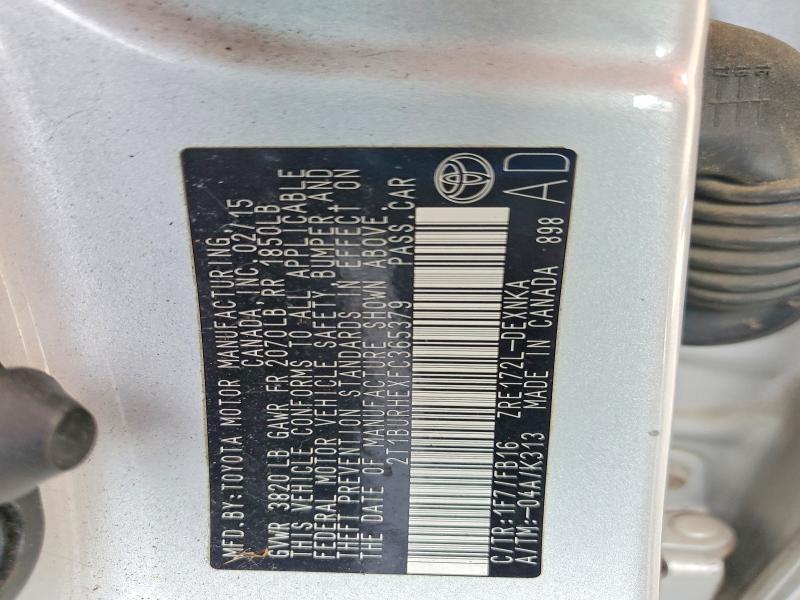 66805576 :رقم المزاد ، 2T1BURHEXFC365379 vin ، 2015 Toyota Corolla مزاد بيع