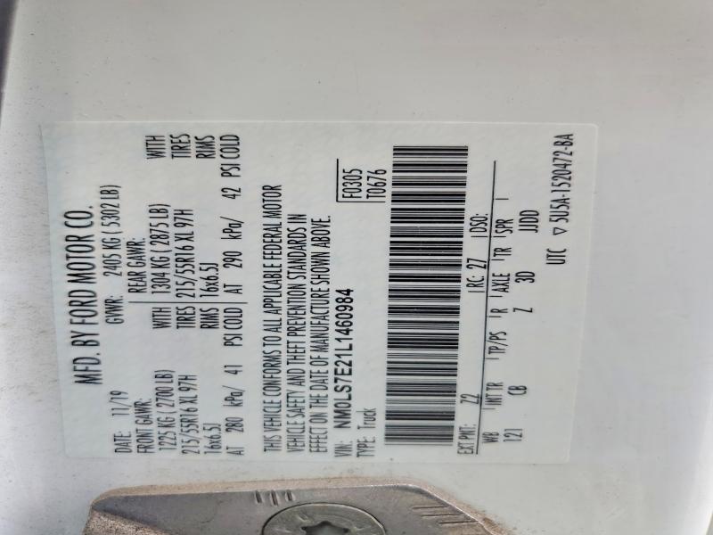 69821396 :رقم المزاد ، NM0LS7E21L1460984 vin ، 2020 Ford Transit Connect مزاد بيع