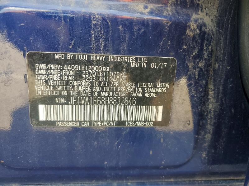 Aukcja sprzedaży 2017 Subaru Wrx, vin: JF1VA1E68H8832646, numer aukcji: 66932826