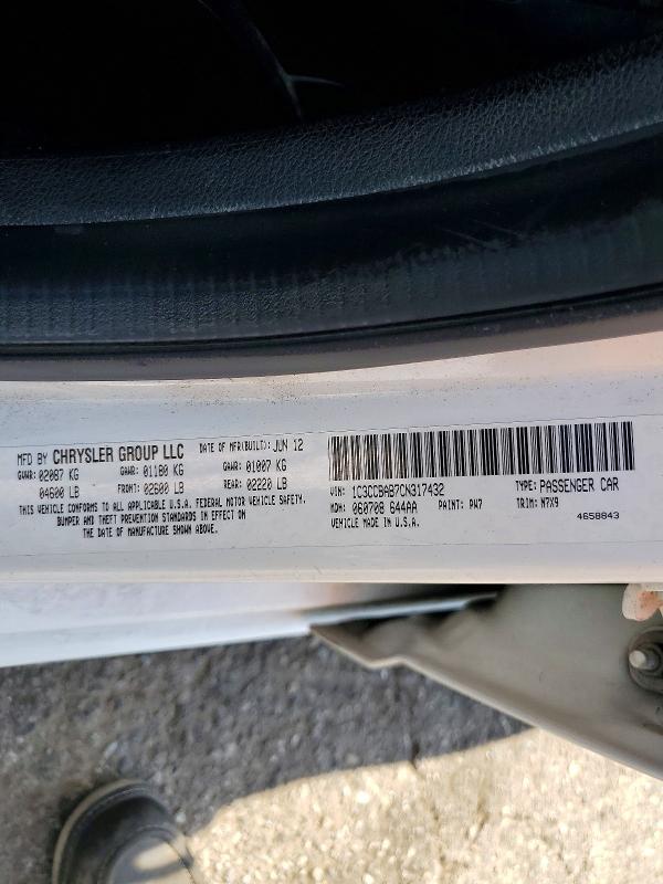 64158596 :رقم المزاد ، 1C3CCBAB7CN317432 vin ، 2012 Chrysler 200 مزاد بيع