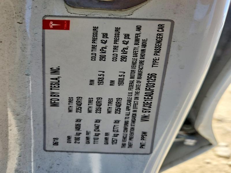 Продажа на аукционе авто 2018 Tesla Model 3, vin: 5YJ3E1EA0JF031256, номер лота: 65387636