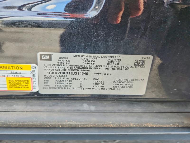 2014 Gmc Acadia მანქანა იყიდება აუქციონზე, vin: 1GKKVRKD1EJ314549, აუქციონის ნომერი: 64413536